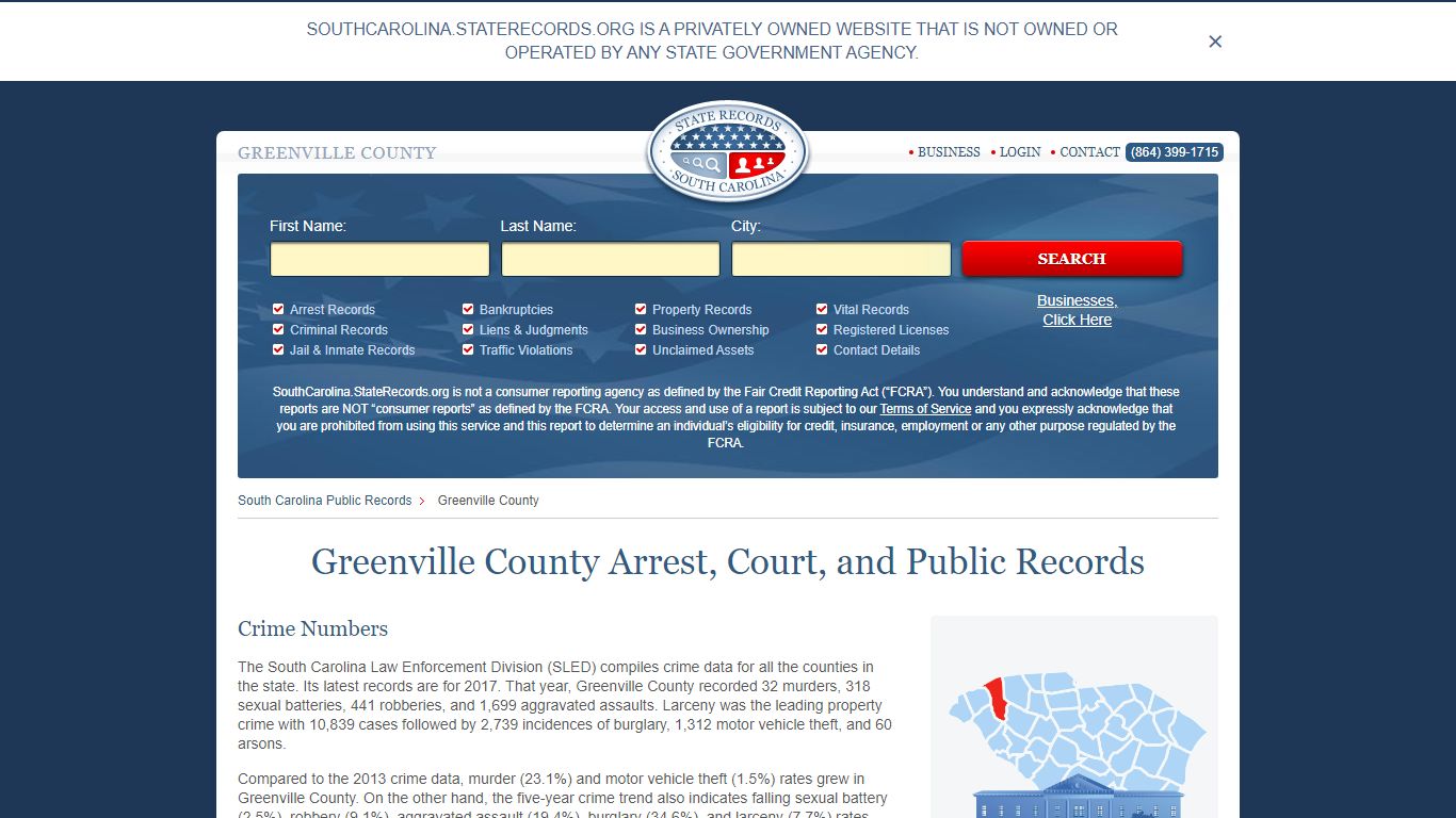 Greenville County Arrest, Court, and Public Records